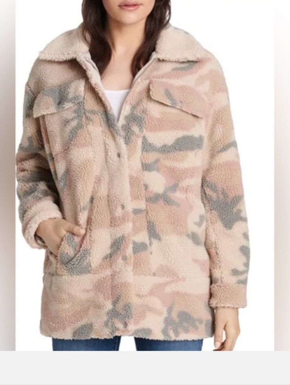 Levi's Pink, Tan & Gray Camo Teddy Sherpa Jacket